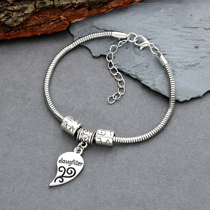 Mother Daughter Charms Bracelet Femme Puzzle Love Heart Chain Bracelets For Women Family Jewelry For Mother&#39;s Day Christmas Gift