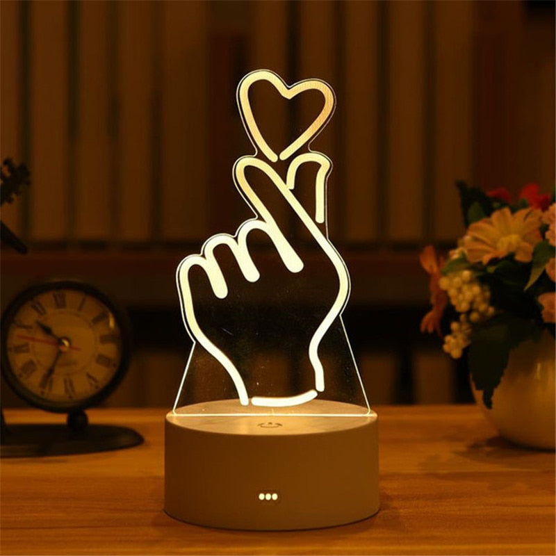 3D Lamp Acrylic USB LED Night Lights Neon Sign Lamp Xmas Christmas Decorations for Home Bedroom Birthday Decor Wedding Gifts