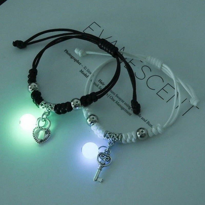 2023 Luminous Cat Star Moon Bracelet Couple Charm Handmade Adjustable Rope Matching Friend Bracelet Infinite Love Jewelry Gifts